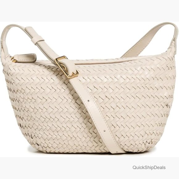 Handwoven Leather Sling Crossbody Bag with Adjustable Strap